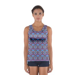 Colorful Sugar Skull Cat Pattern Sport Tank Top 