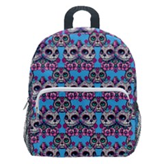 Colorful Sugar Skull Cat Pattern Kids  Age 5-10 Lightweight School Backpack With Side Pockets by ExtraAwesomeSauce