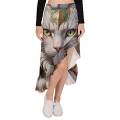 Epic Armored Cat Warrior Asymmetrical Ruffle Hem Skirt 