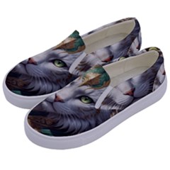 Epic Armored Cat Warrior Kids  Canvas Slip Ons