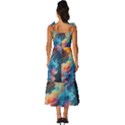 Cosmic Jellyfish Artwork Tie-Strap Tiered Midi Chiffon Dress View4