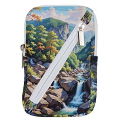 Serene Mountain Waterfall Landscape Belt Pouch Bag (large)