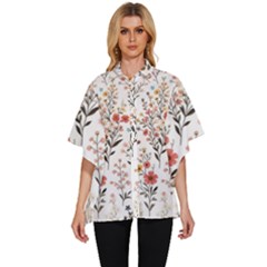 Flowers Design Floral Women s Batwing Button Up Shirt