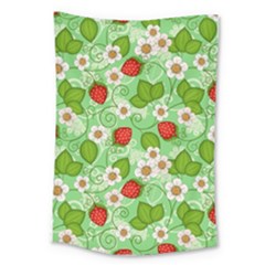 Strawberries Pattern Seamless Large Tapestry by Posterlux