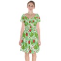 Strawberries Pattern Seamless Short Sleeve Bardot Dress View1