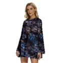 Rocky Lake Reflection  Round Neck Long Sleeve Bohemian Style Chiffon Mini Dress View2