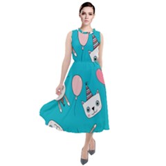 Birtay Cats Bunnies, Koteto Round Neck Boho Dress