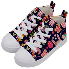 Bunny - Easter Pattern Kids  Mid-top Canvas Sneakers