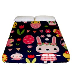 Bunny - Easter Pattern Fitted Sheet (queen Size)