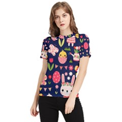 Bunny - Easter Pattern Women s Short Sleeve Rash Guard