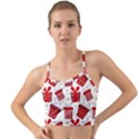 Christmas Texture, Pattern, Red, Craciun, Christmas, Bow, Gift Mini Tank Bikini Top View1