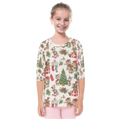 Christmas Texture, Pattern, Red, Tree, Craciun, Green, Christmas Kids  Quarter Sleeve Raglan T-shirt