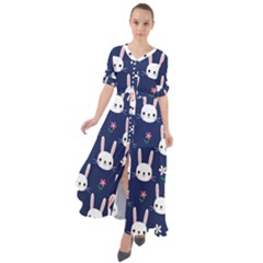 Cute Bunny Pattern, Easter, Koteto Waist Tie Boho Maxi Dress