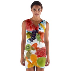 Fruits, Drip, Fruit, Paint, Spring Wrap Front Bodycon Dress