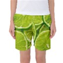 Lime Slices Close Up, Fresh, Fruit, Green Lemon Women s Basketball Shorts View1