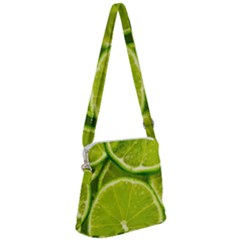 Lime Slices Close Up, Fresh, Fruit, Green Lemon Zipper Messenger Bag