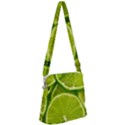 Lime Slices Close Up, Fresh, Fruit, Green Lemon Zipper Messenger Bag View1