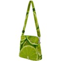 Lime Slices Close Up, Fresh, Fruit, Green Lemon Zipper Messenger Bag View2