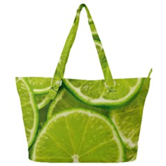 Lime Slices Close Up, Fresh, Fruit, Green Lemon Full Print Shoulder Bag