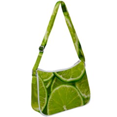 Lime Slices Close Up, Fresh, Fruit, Green Lemon Zip Up Shoulder Bag by kyorashop23