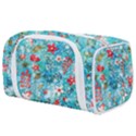 Snowy Winter Foliage, Adoxali, Christmas, Berry, Blue Toiletries Pouch View1