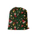 Texture, Pattern, Red, Craciun, Christmas, Hat, Santa, Green Drawstring Pouch (Large) View2