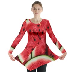 Watermelon, Fruit, Green, Red Long Sleeve Tunic 