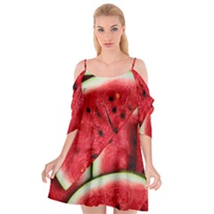 Watermelon, Fruit, Green, Red Cutout Spaghetti Strap Chiffon Dress