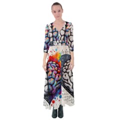 Brain Heart Math Button Up Maxi Dress