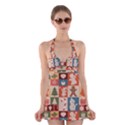 Cute Christmas Seamless Pattern Vector  - Halter Dress Swimsuit  View1