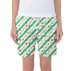 Christmas Paper Stars Pattern Texture Background Colorful Colors Seamless Women s Basketball Shorts