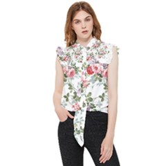 Floral Elements Peony Chinese Rose Frill Detail Shirt