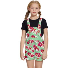 Retro 1960s Flowers Pattern Kids  Short Overalls