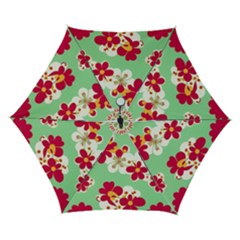 Retro 1960s Flowers Pattern Automatic Folding Umbrella With Case (small) by violetheavensky