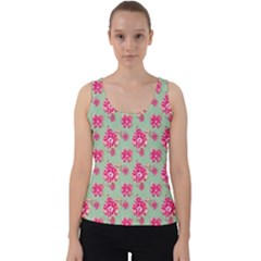 Retro 1880s Flowers Pattern 11 Velvet Tank Top