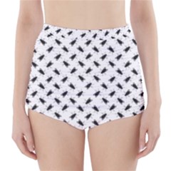 Fly Phot Motif Seamless Black And White Pattern High-waisted Bikini Bottoms