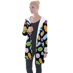 Ecstasy Pills Pattern Longline Hooded Cardigan by Valentinaart