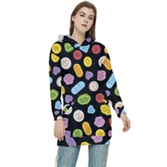 Ecstasy Pills Pattern Women s Long Oversized Pullover Hoodie