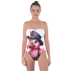 Kawaii Pink Parrot Pirate Tie Back One Piece Swimsuit