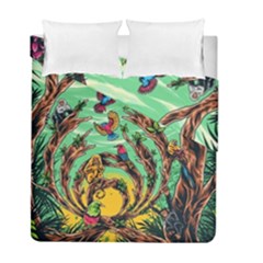 Monkey Tiger Bird Parrot Forest Jungle Style Duvet Cover Double Side (full/ Double Size)