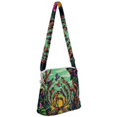 Monkey Tiger Bird Parrot Forest Jungle Style Zipper Messenger Bag