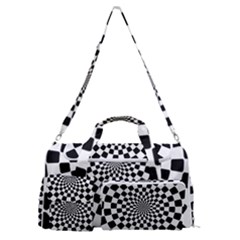 Geomtric Pattern Illusion Shapes Sports Gym Duffle Bag With Shoe Compartment