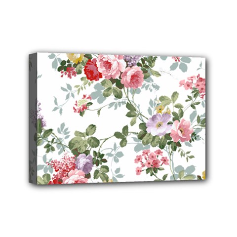 Floral Elements Peony Chinese Rose Mini Canvas 7  X 5  (stretched)