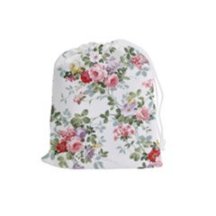 Floral Elements Peony Chinese Rose Drawstring Pouch (large)