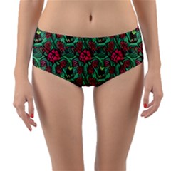 Retro 1880s Flowers Pattern 3 Reversible Mid-waist Bikini Bottoms