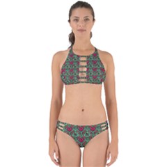 Retro 1880s Flowers Pattern 3 Perfectly Cut Out Bikini Set