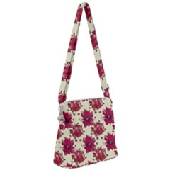 Retro 1880s Flowers Pattern 21 Zipper Messenger Bag