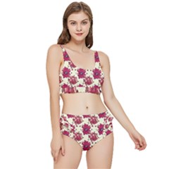 Retro 1880s Flowers Pattern 21 Frilly Bikini Set