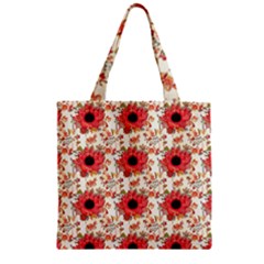 Retro 1880s Flowers Pattern 23 Zipper Grocery Tote Bag