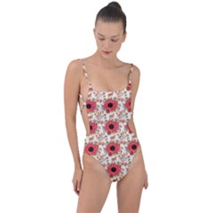 Retro 1880s Flowers Pattern 23 Tie Strap One Piece Swimsuit